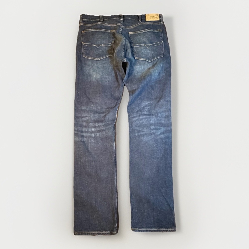 Polo Ralph Lauren Hampton Relaxed Straight Jeans Mens 38x36 Dark Wash Blue - Picture 2 of 12